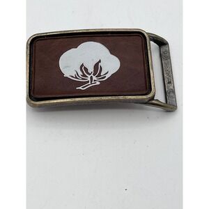 Vintage Delta Boll Weevil Belt Buckle Cotton Plant Brass Tone Rectangular